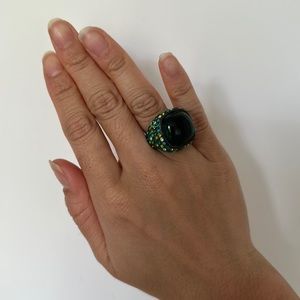 Green Swarovski ring — size 6